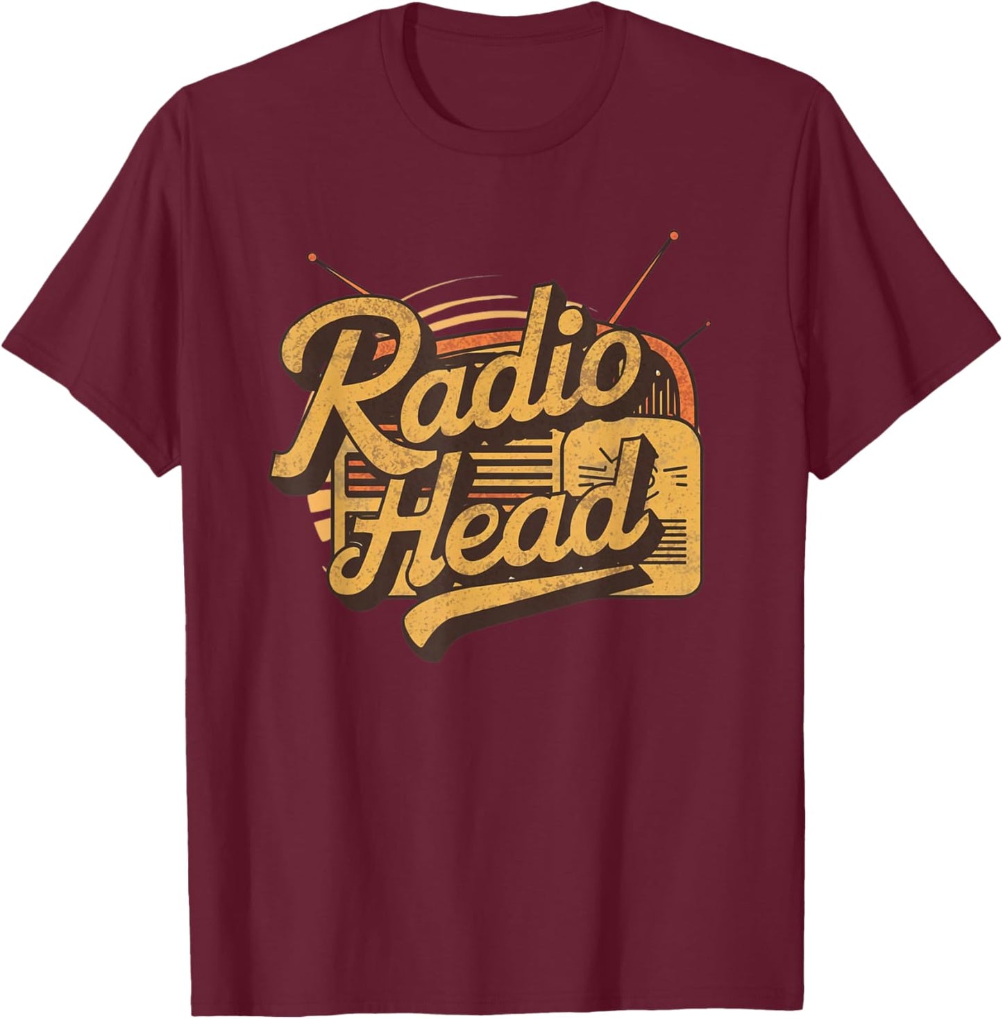 Retro Vintage Radio Head T-Shirt - T-Shirt | Maroon