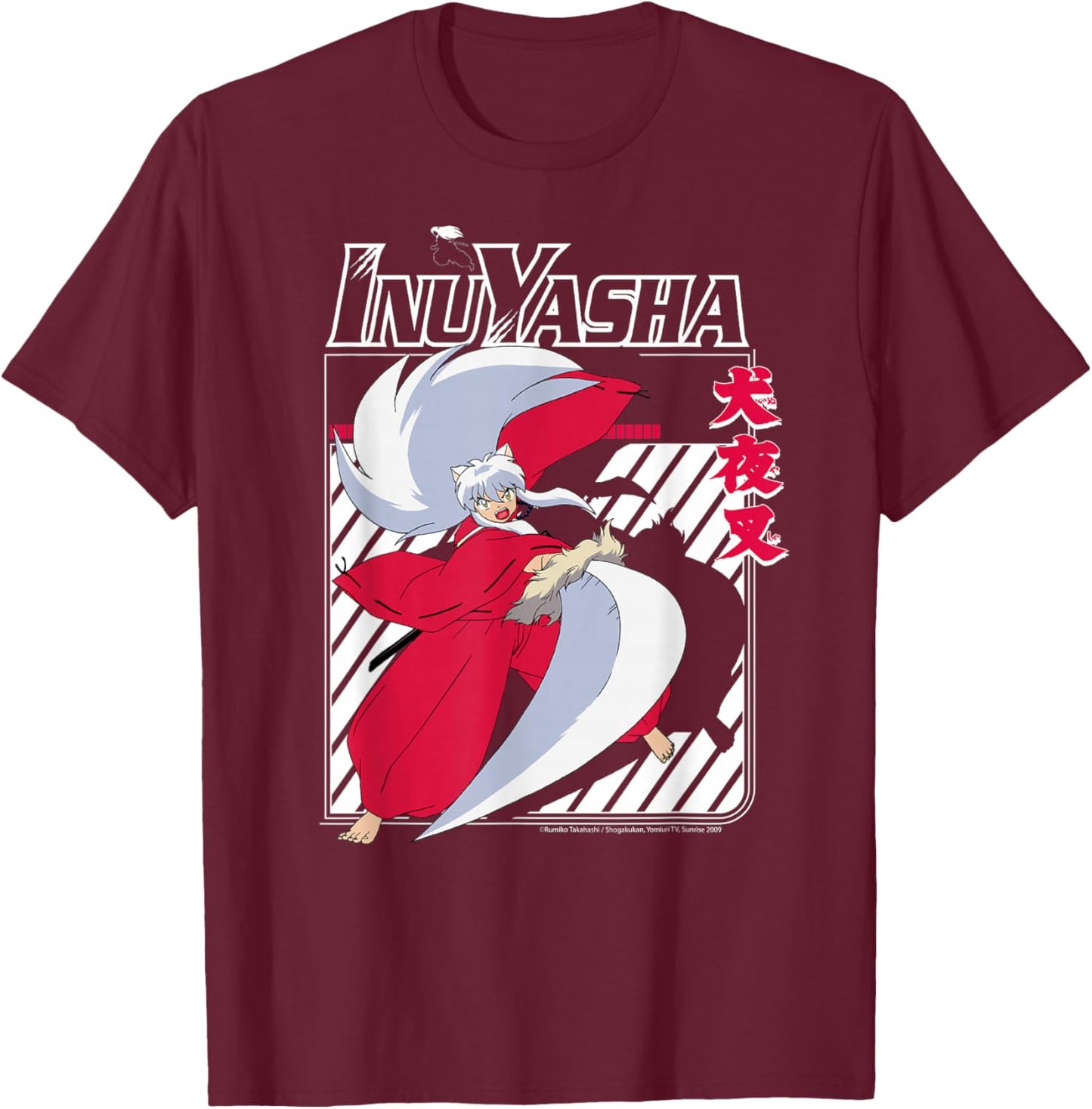 Inuyasha Dynamic Sword Slash T-Shirt - T-Shirt | Maroon