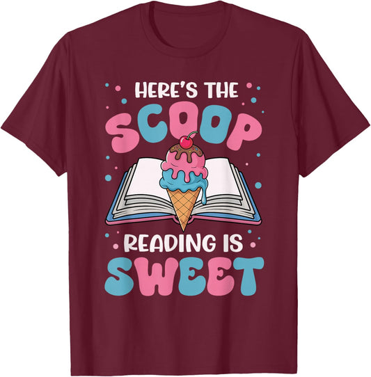 Cute Elementary Librarian Reading is Sweet T-Shirt - T-Shirt | Maroon