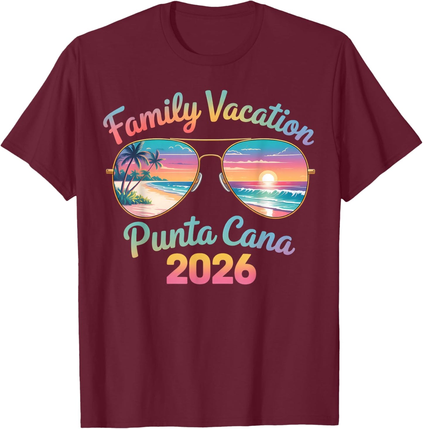 Punta Cana 2026 Family Vacation Matching Beach Trip T-Shirt - T-Shirt | Maroon