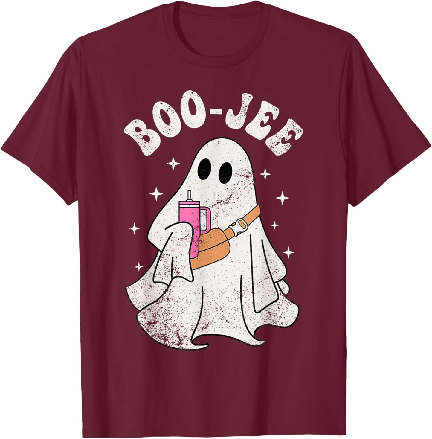 Spooky Season Cute Ghost Halloween Costume Boujee Boo Jee T-Shirt - T-Shirt | Maroon