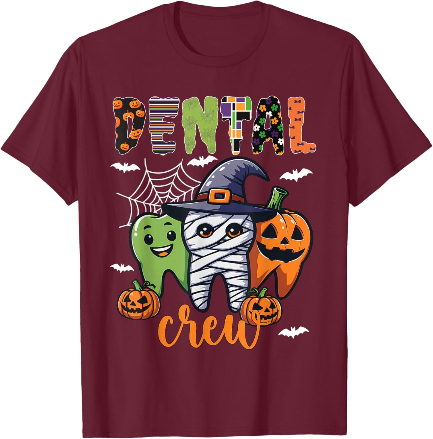 Dental Boo Crew Dentist Funny Ghost Halloween Costume T-Shirt - T-Shirt | Maroon