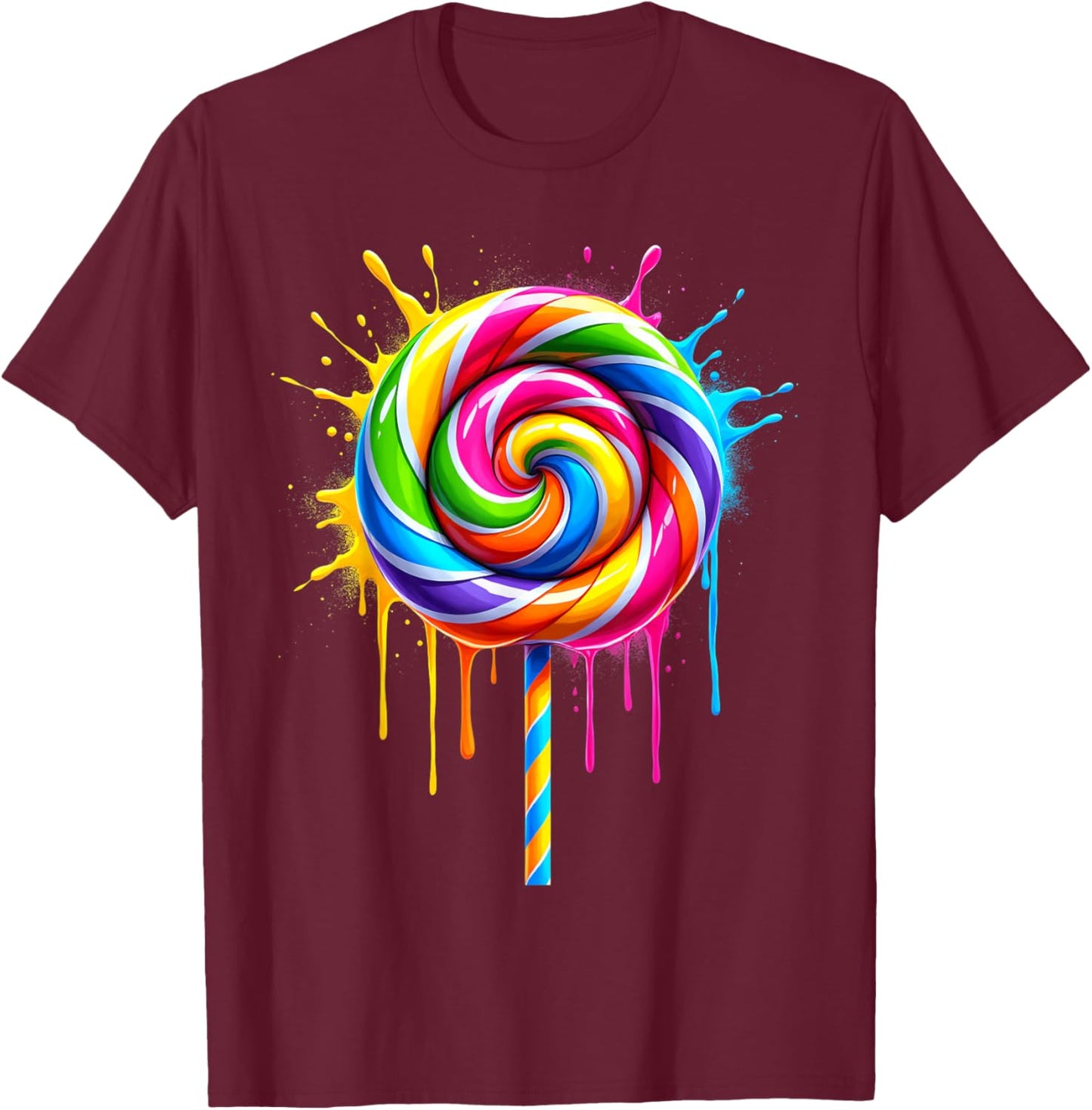 Candy Candy Costume Women's Carnival Lollipop Fancy Dress T-Shirt - T-Shirt | Maroon