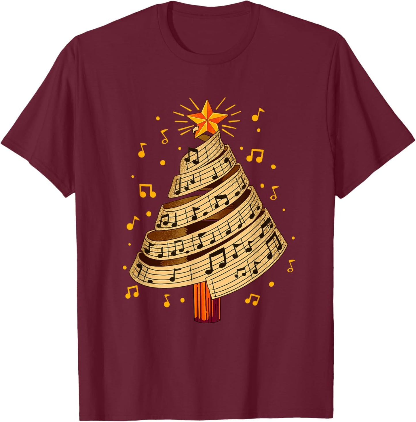Christmas Tree Musical T-Shirt - T-Shirt | Maroon