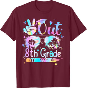 Peace Out Eighth Grade Cute Tie Dye Last Day Of 8th Grade T-Shirt - T-Shirt | Maroon