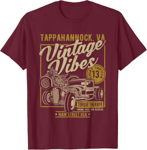 Tappahannock Virginia USA Vintage Hotrod Motorcycle Design T-Shirt - T-Shirt | Maroon