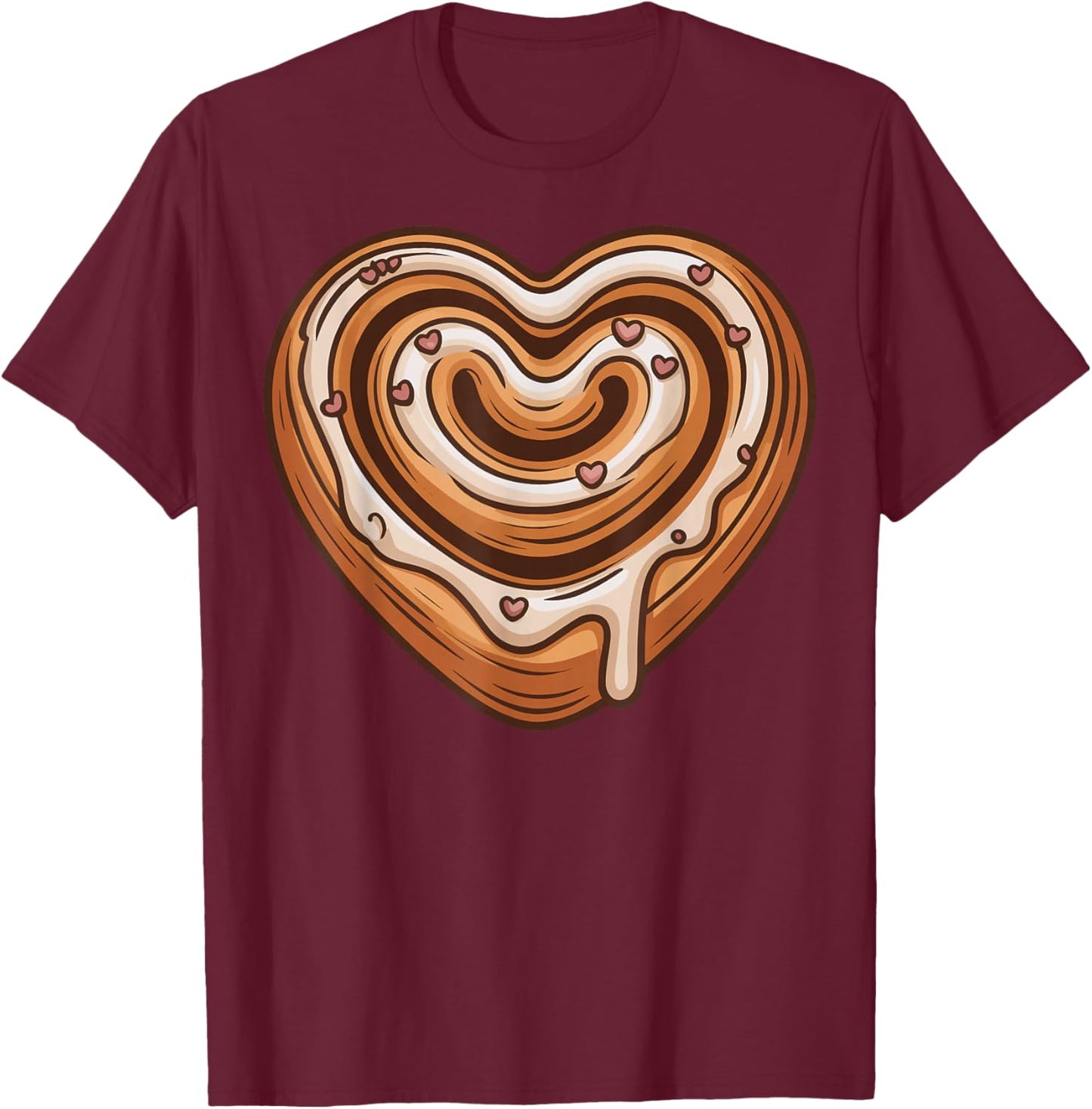 Cinnamon Roll Heart T-Shirt - T-Shirt | Maroon