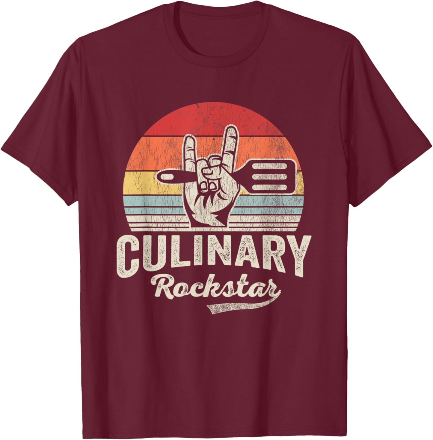 Culinary Rockstar Spatula Hand Sign T-Shirt - T-Shirt | Maroon