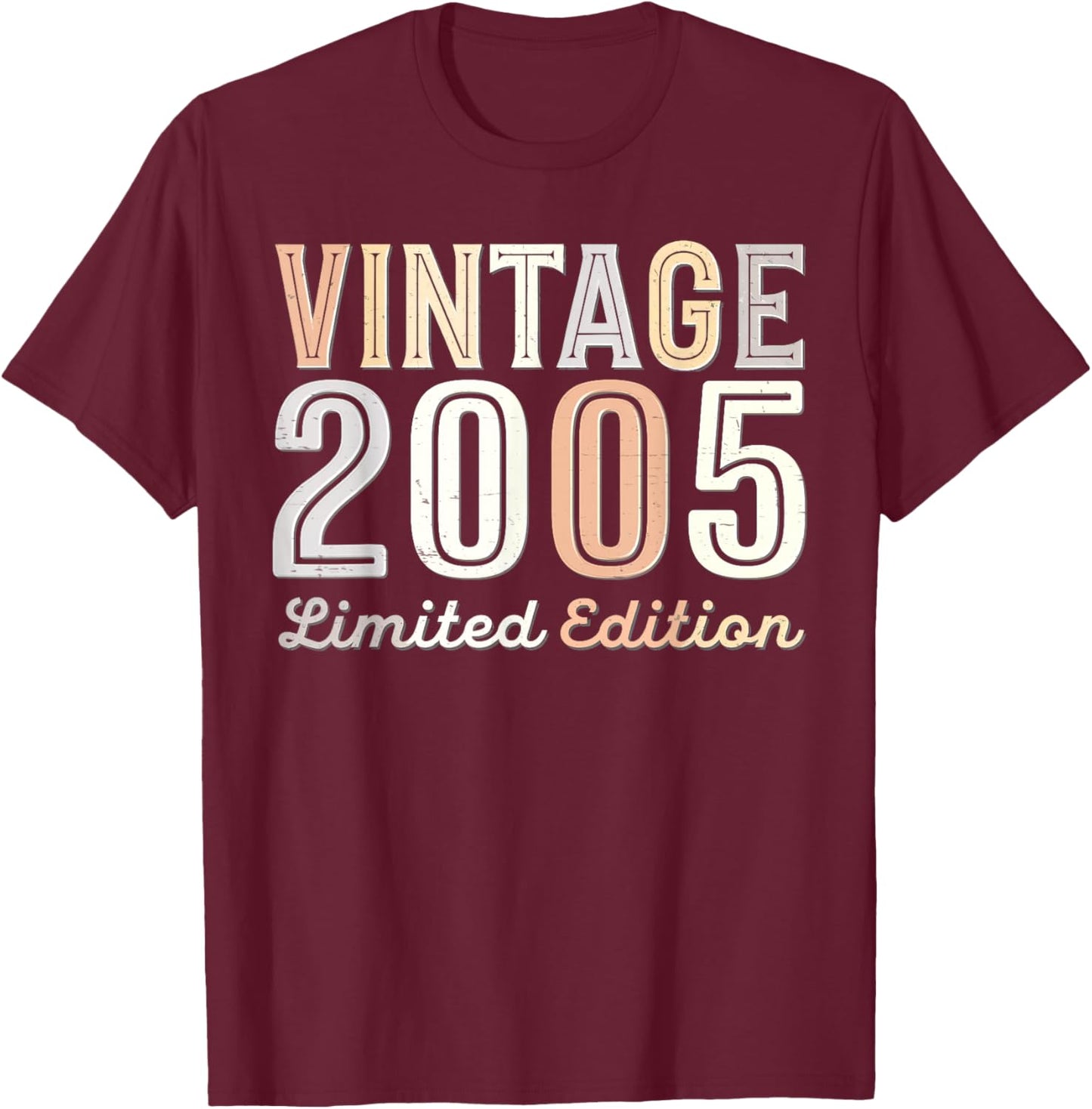 Vintage 2005 Limited Edition 20th Birthday 20 Years Old Bday T-Shirt - T-Shirt | Maroon