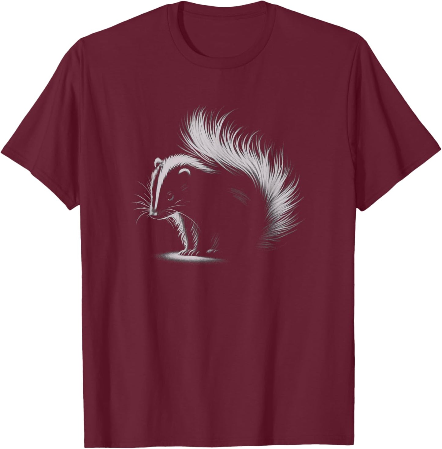 Skunk Drawing Art Design T-Shirt - T-Shirt | Maroon