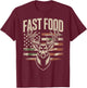 Camo Deer Hunting American Flag Fast Food Dad Hunter Gift T-Shirt - T-Shirt | Maroon