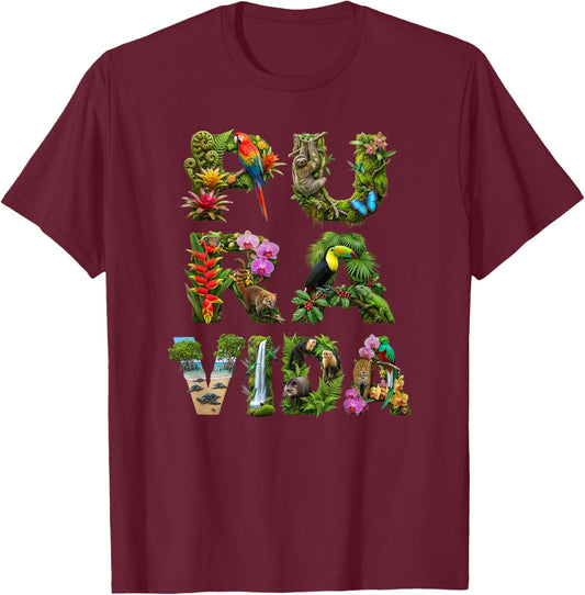 Costa Rica Pura Vida Holiday Shirt Vintage Toucan T-Shirt - T-Shirt | Maroon