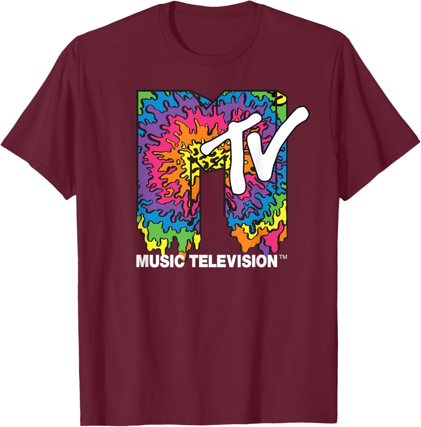 Classic MTV Melting Tie Dye T-Shirt - T-Shirt | Maroon