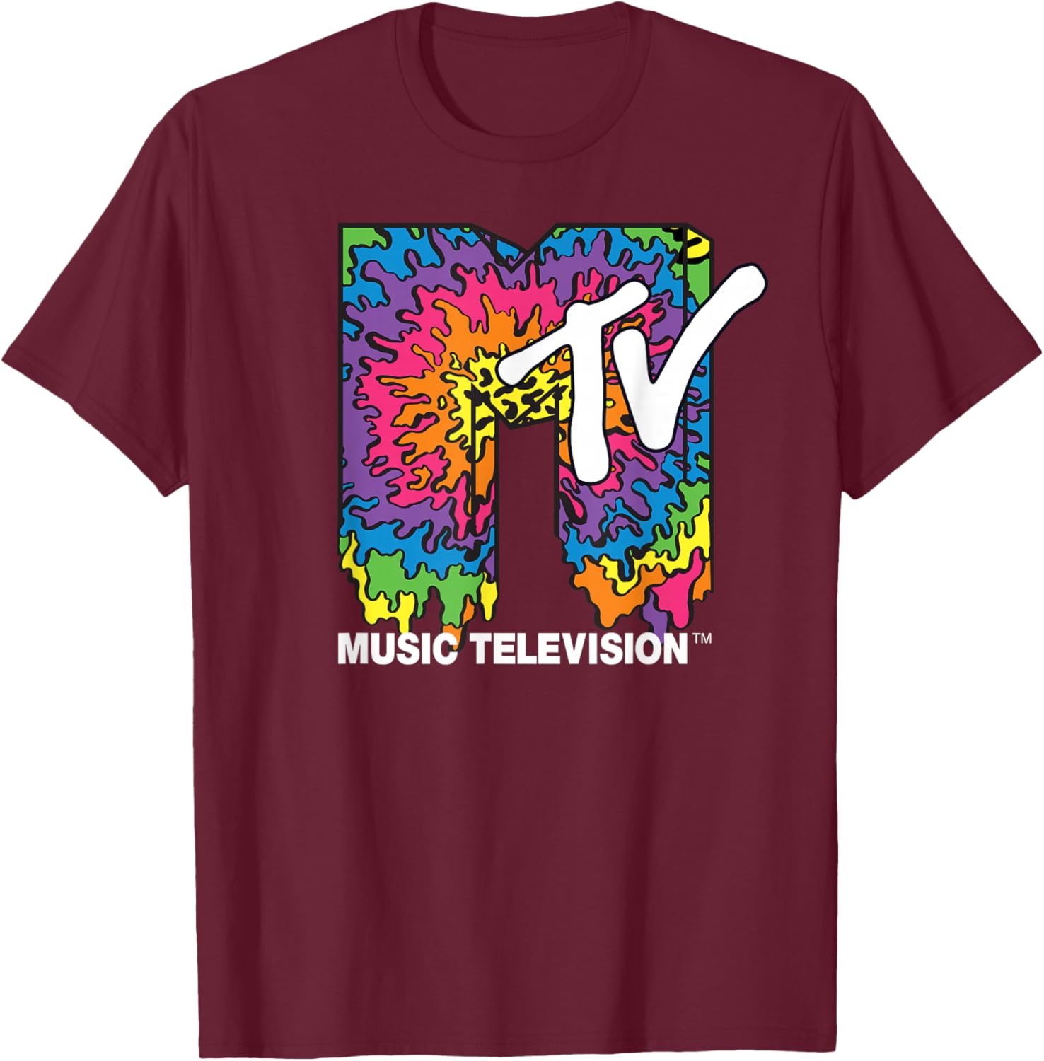 Classic MTV Melting Tie Dye T-Shirt - T-Shirt | Maroon