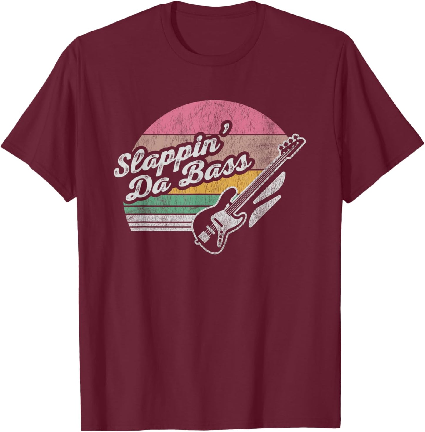 Slappin' Da Bass Vintage Bass Guitar T-Shirt - T-Shirt | Maroon
