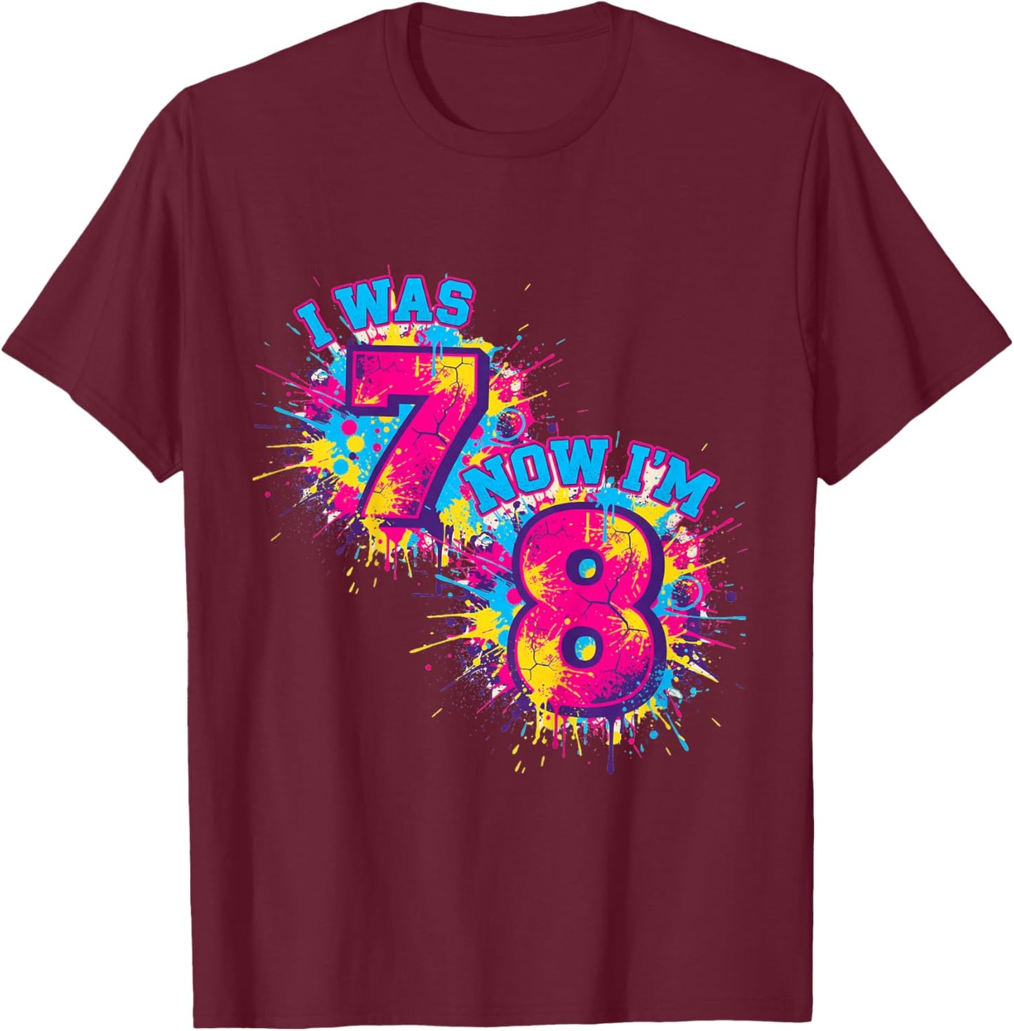 I was 7 Now I'm 8 Birthday, Eight Years Old, 8th Birthday T-Shirt - T-Shirt | Maroon
