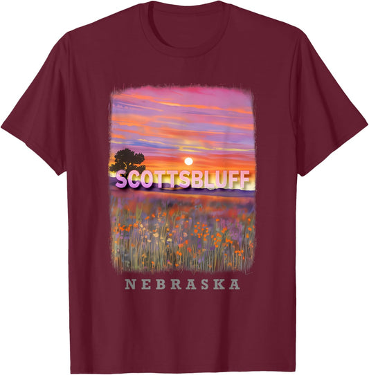 Scottsbluff Nebraska NE Prairie Skies SD226 T-Shirt - T-Shirt | Maroon