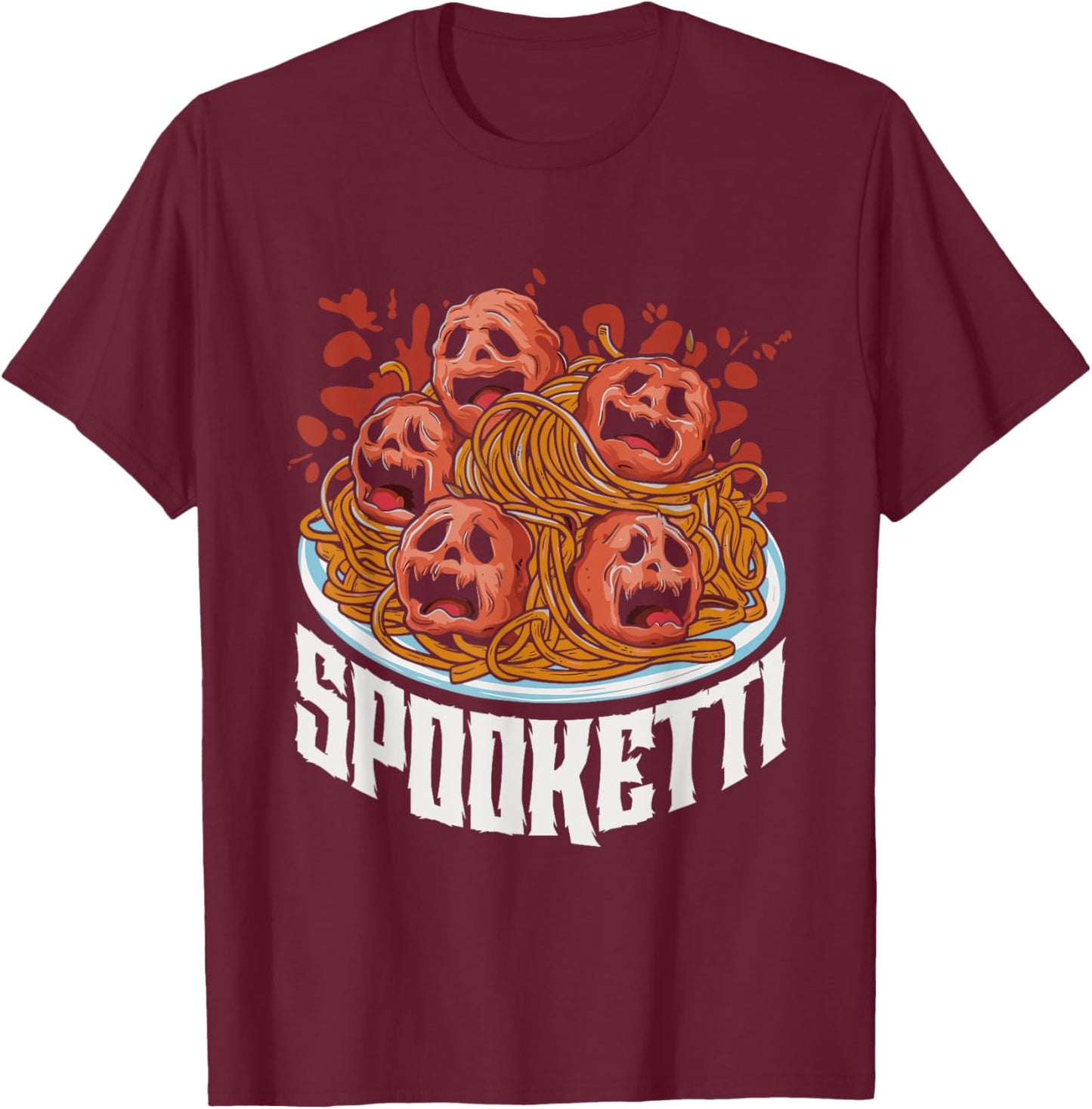 Funny Spooketti Halloween Costume Spaghetti T-Shirt - T-Shirt | Maroon