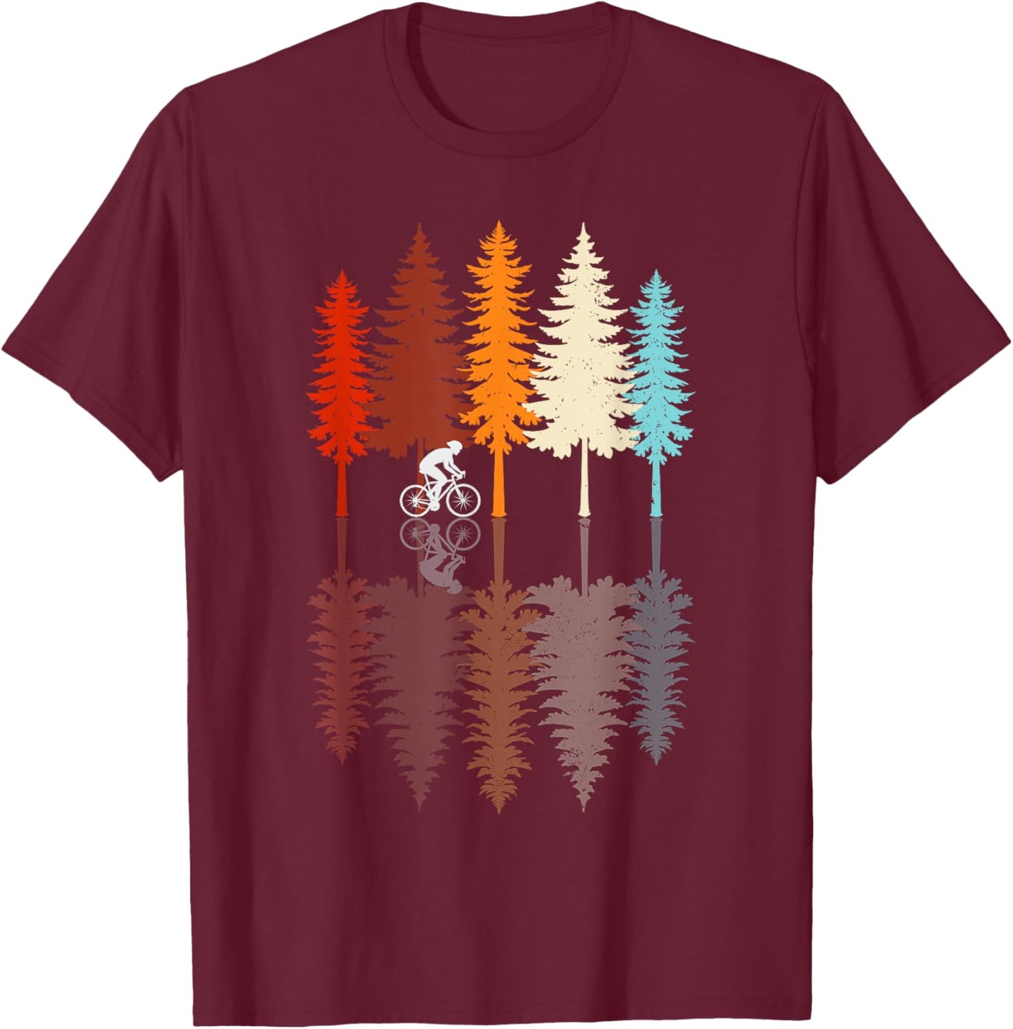 Vintage Cycling Retro Forest Road Bike Bicycle Bicycling T-Shirt - T-Shirt | Maroon