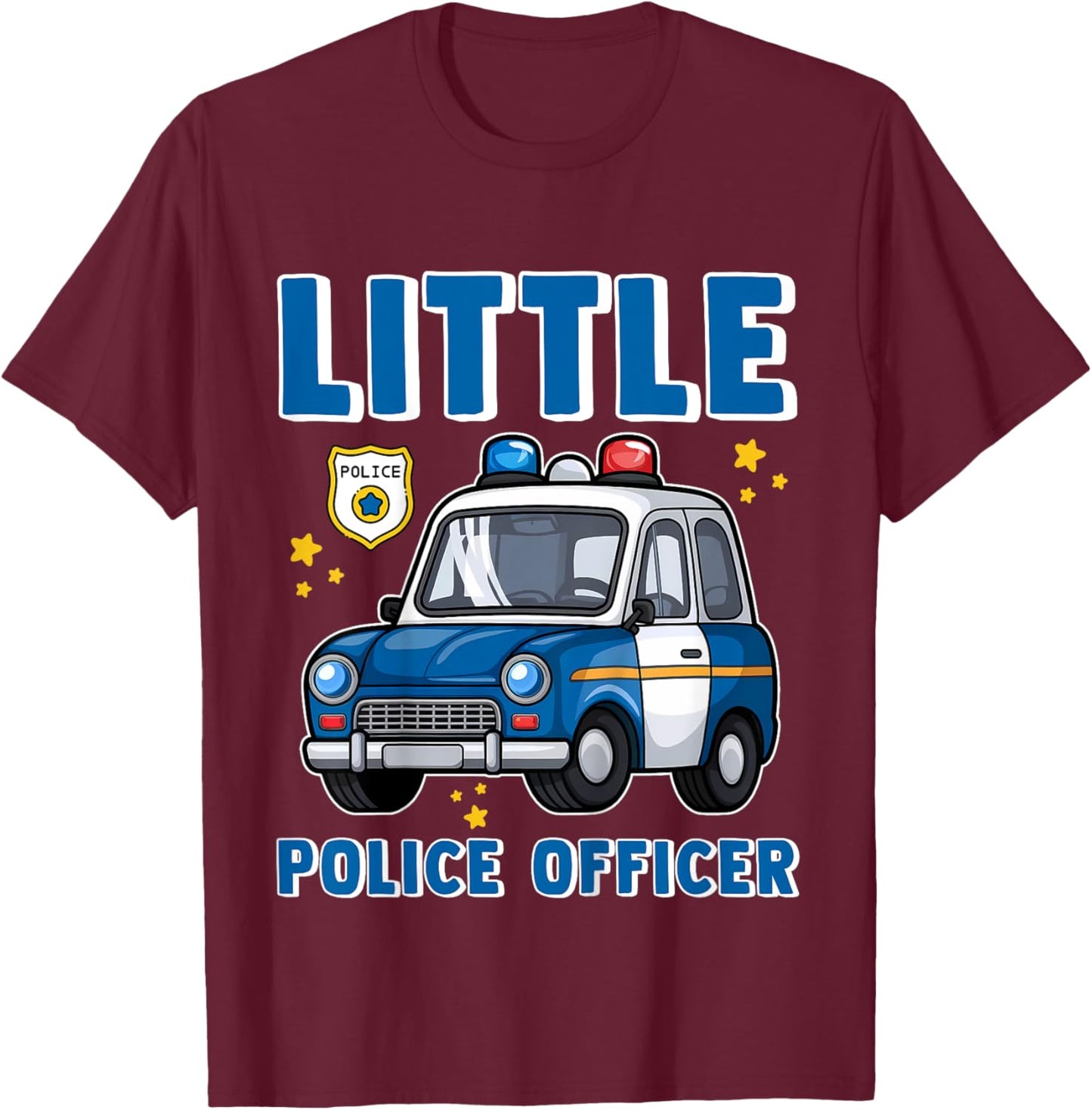 Kids Little Police Officer Cop Car Policeman Toddler Boys Youth T-Shirt - T-Shirt | Maroon