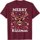 Merry Rizzmas Funny Christmas Reindeer Holiday T-Shirt - T-Shirt | Maroon