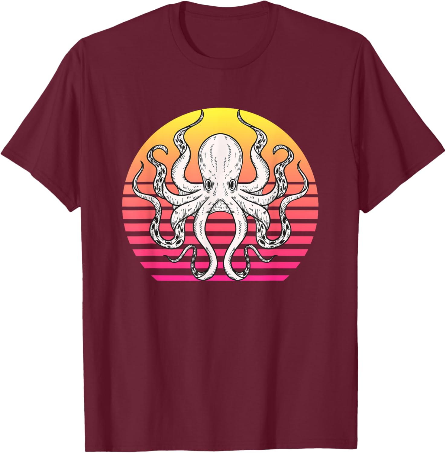 Octopus Retro Gift or Boys T-Shirt - T-Shirt | Maroon