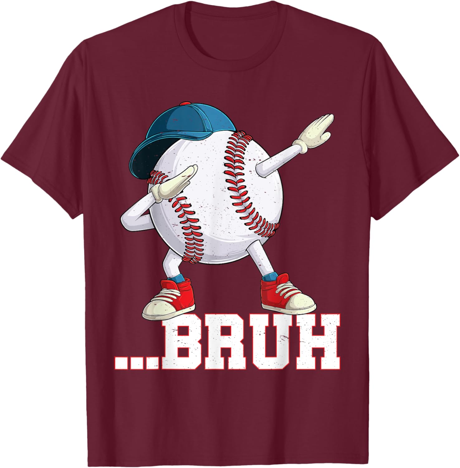 Bruh Funny Dabbing Baseball Players Gift Boys Girls Kids T-Shirt - T-Shirt | Maroon