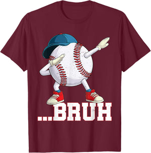 Bruh Funny Dabbing Baseball Players Gift Boys Girls Kids T-Shirt - T-Shirt | Maroon