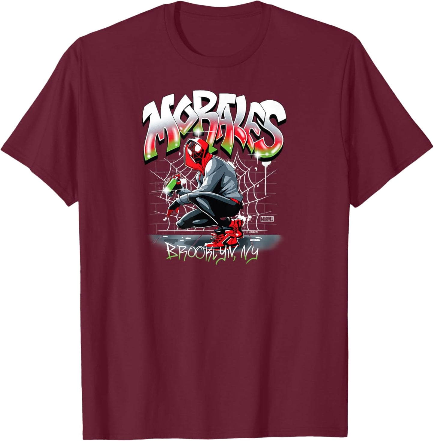 Spider-Man - Miles Morales Spray Paint T-Shirt - T-Shirt | Maroon