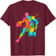 Retro Basketball Player Colorful Ball Colorful T-Shirt - T-Shirt | Maroon