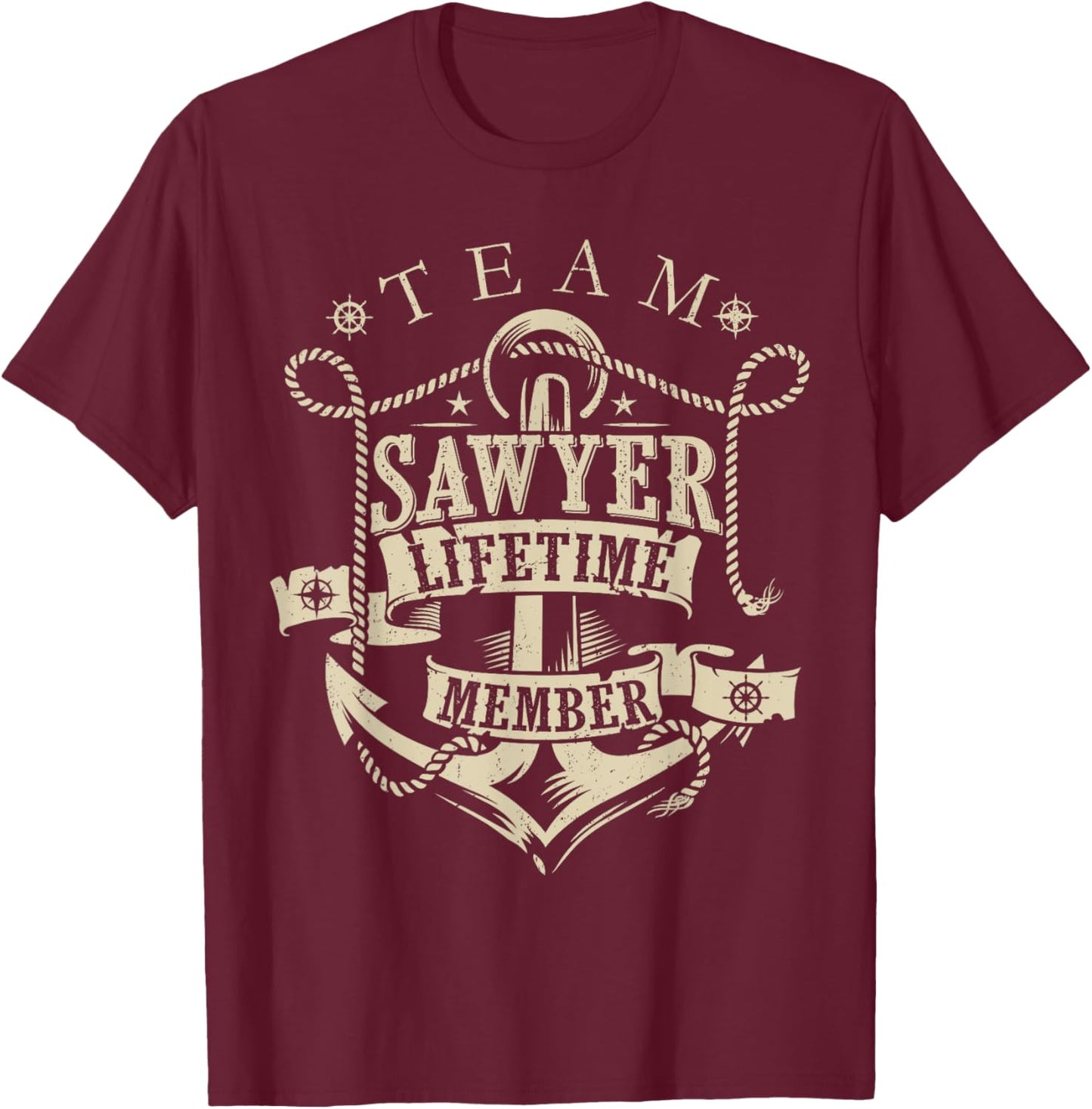 Team SAWYER Lifetime Member Vintage SAWYER Family Name T-Shirt - T-Shirt | Maroon