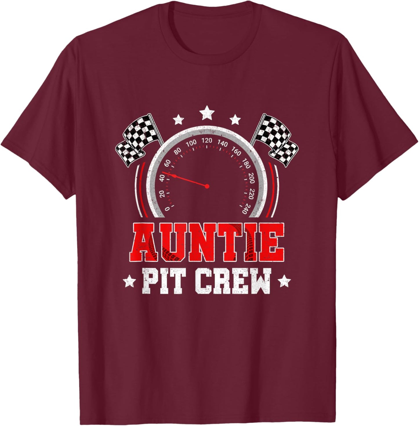 Auntie Pit Crew Race Car Birthday Party Racing Family T-Shirt - T-Shirt | Maroon