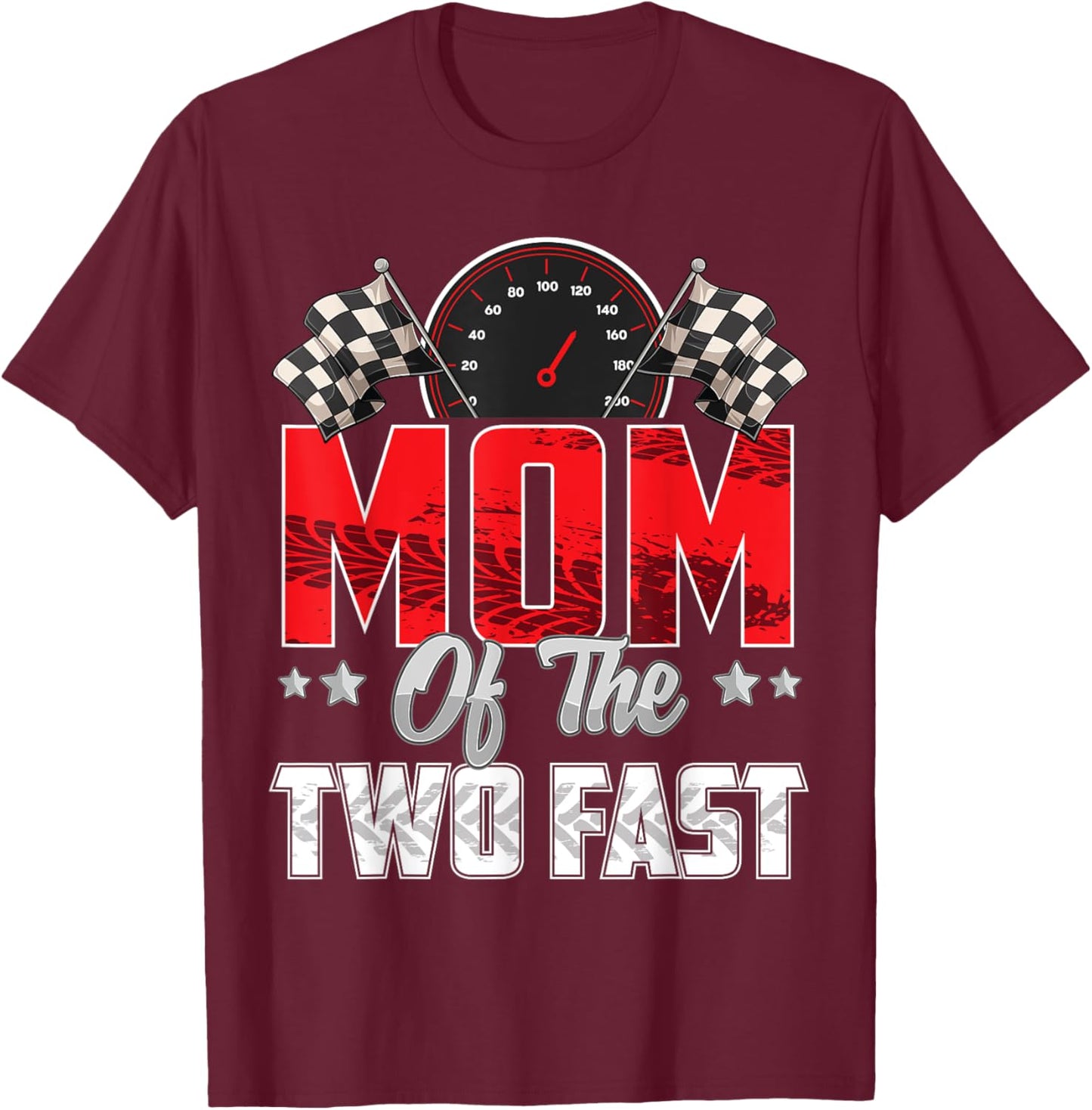 2 year old racing car two fast birthday 2nd Family Mom T-Shirt - T-Shirt | Maroon