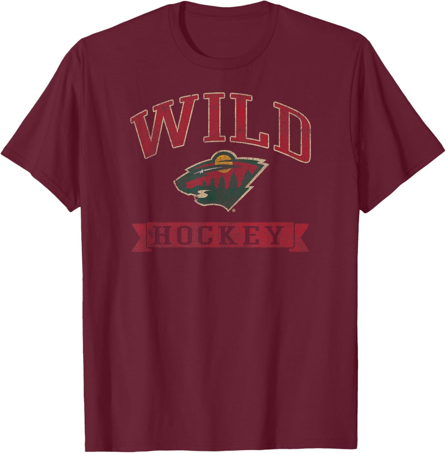 Minnesota Wild Vintage Hockey Black Officially Licensed T-Shirt - T-Shirt | Maroon