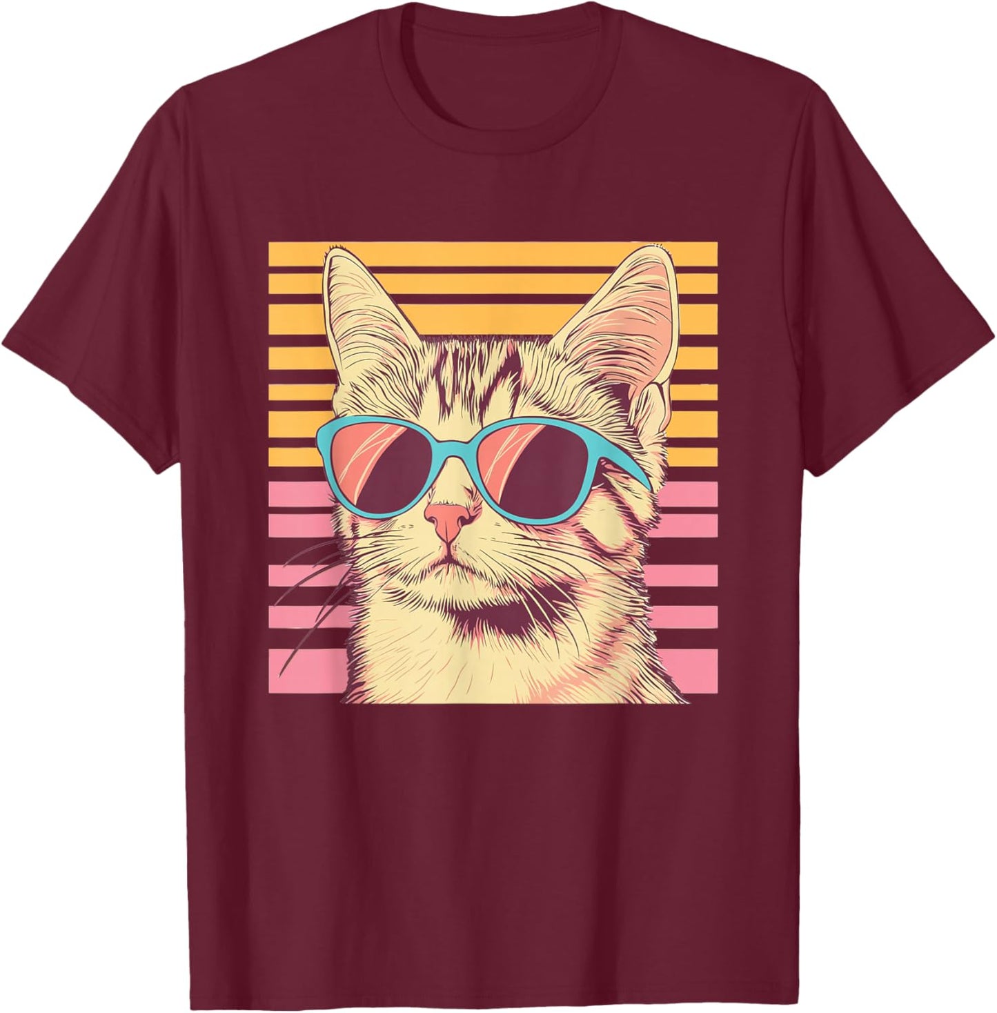 Retro Cat With Sunglasses I Kids Cat T-Shirt - T-Shirt | Maroon