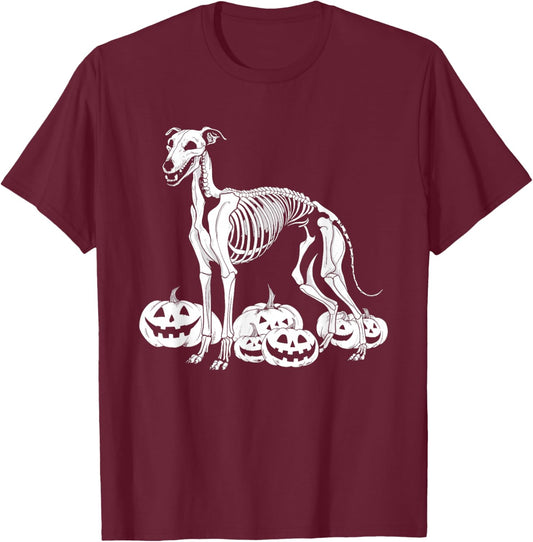Whippet Skeleton Birthday Halloween Dog Kids T-Shirt - T-Shirt | Maroon