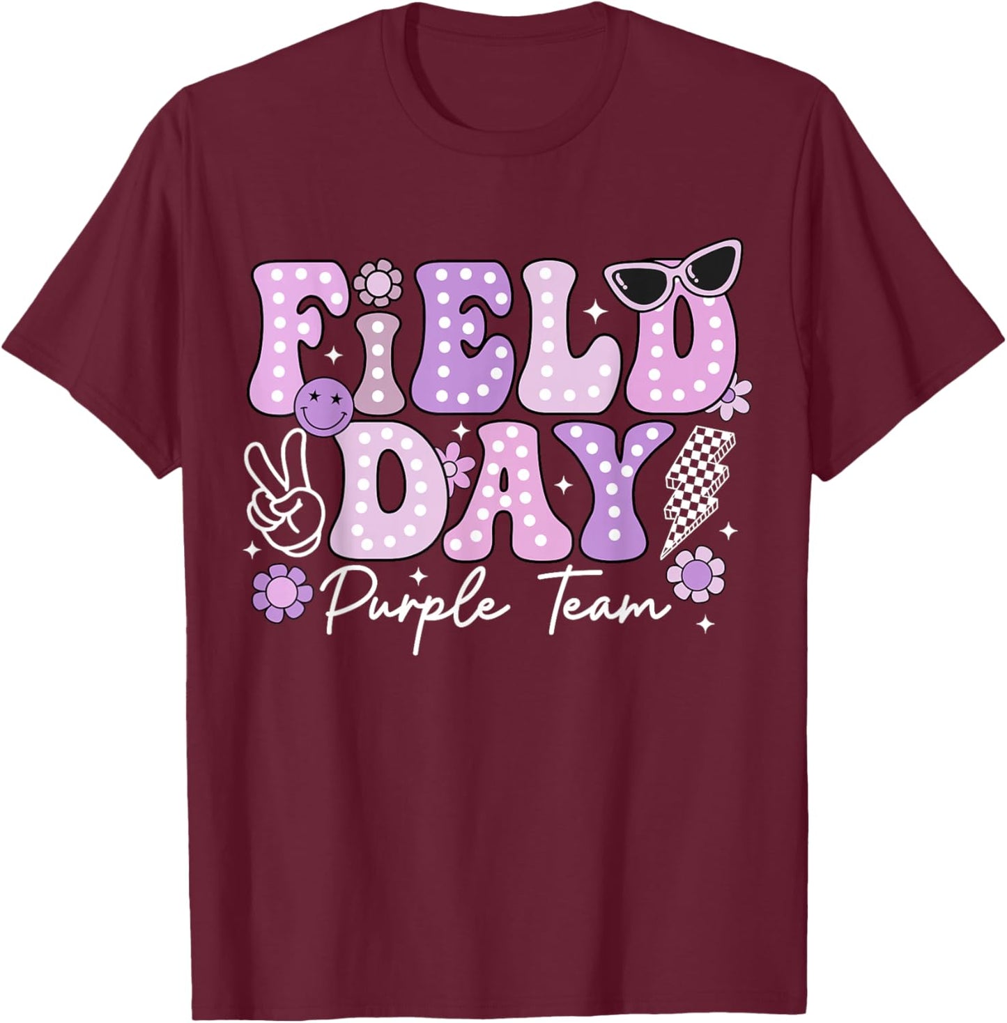 Field Day Purple Team Color Field Trip Team Game Competition T-Shirt - T-Shirt | Maroon