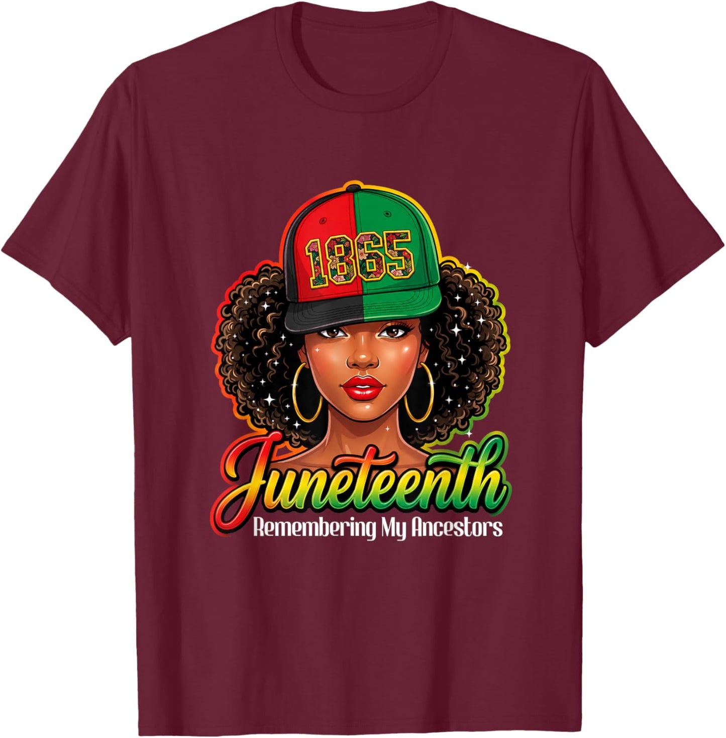 Juneteenth Remembering My Ancestors Black Women Juneteenth T-Shirt - T-Shirt | Maroon