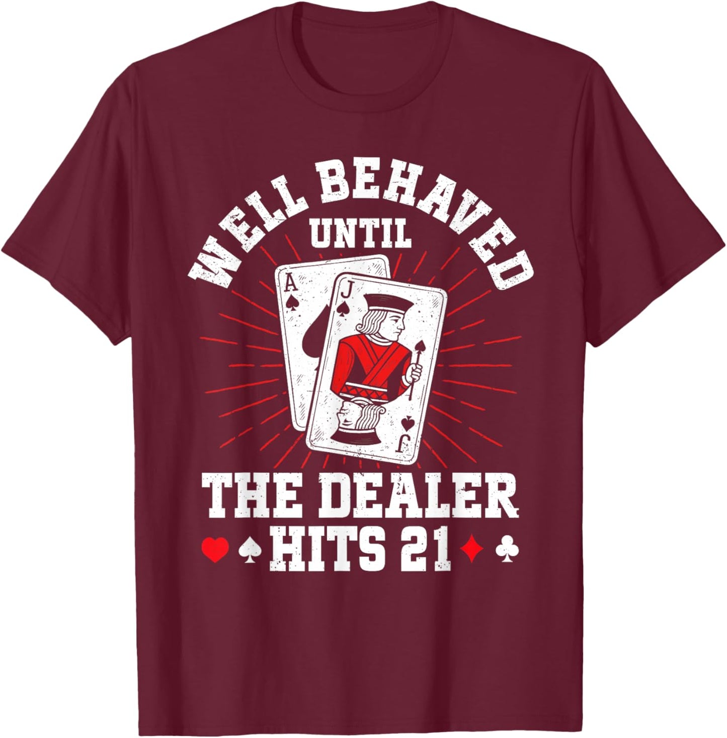 Black Jack Funny Casino Card Game T-Shirt - T-Shirt | Maroon
