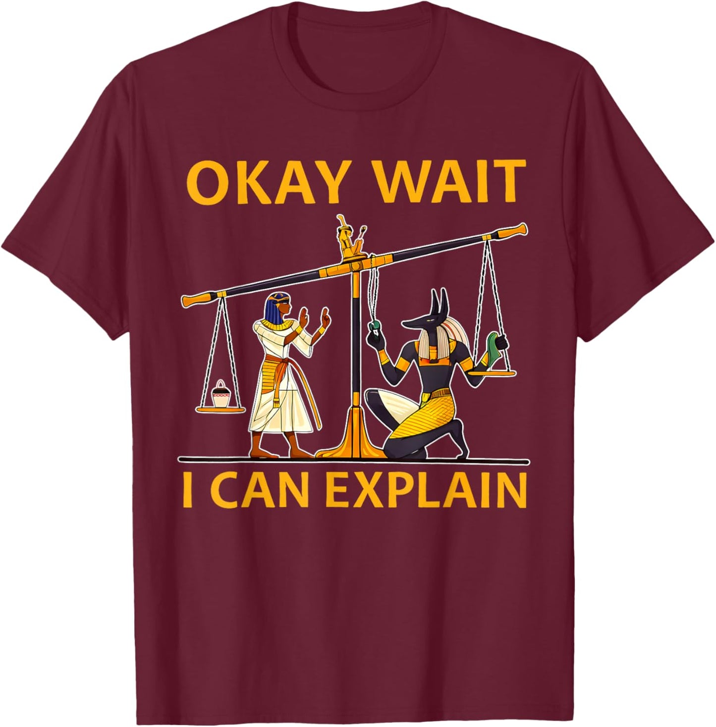 Anubis Egyptian Scale Meme T-Shirt - T-Shirt | Maroon