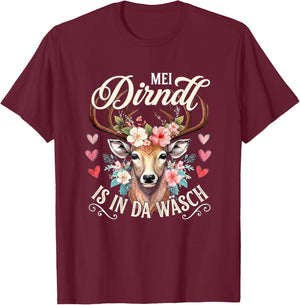 MEI Dirndl is in da Wäsch Trachtenshirt Damen Dirndl Tracht T-Shirt - T-Shirt | Maroon