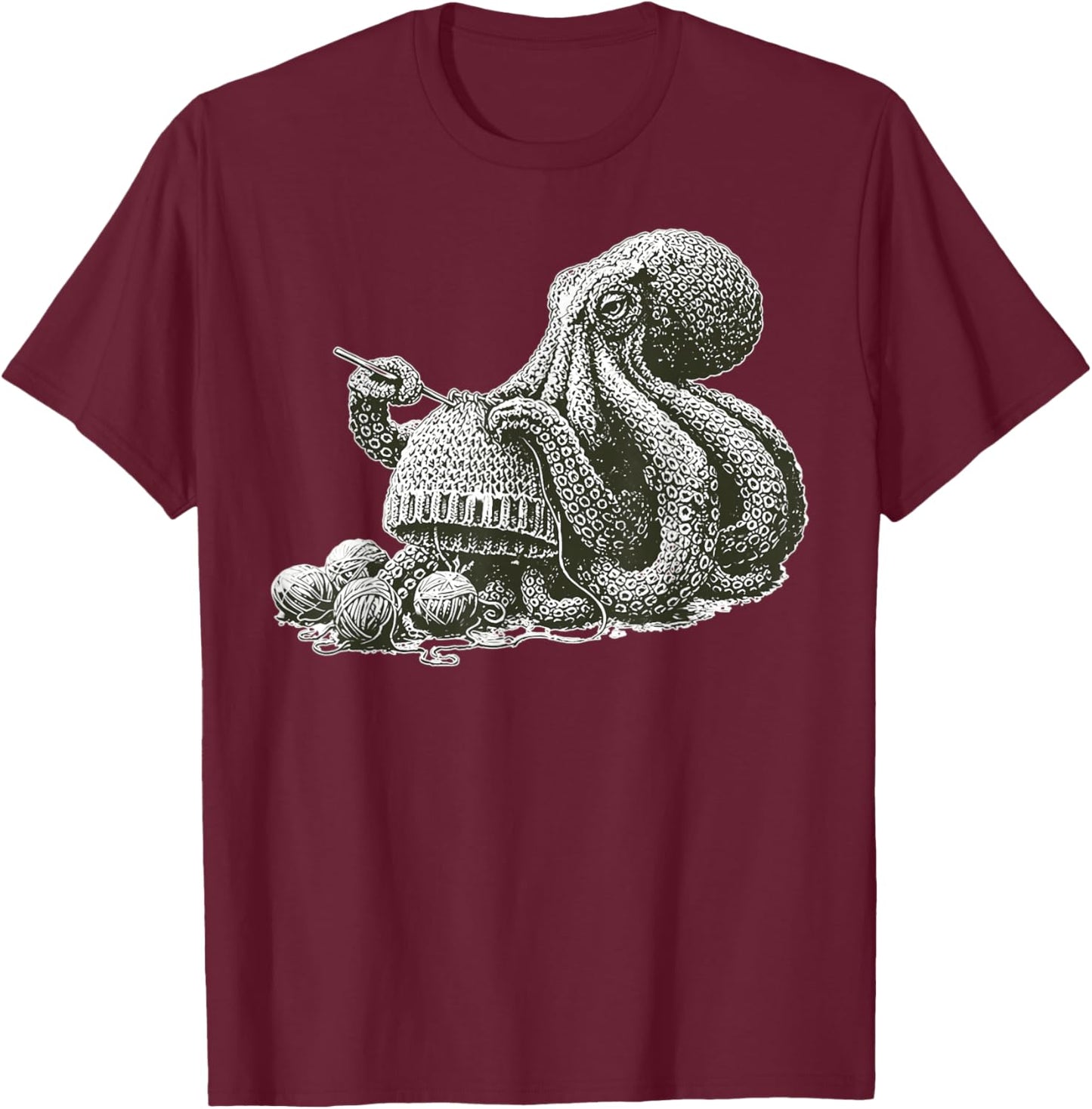 Crochetopus Octopus Crocheting Knitting Yarn Knitter Crochet T-Shirt - T-Shirt | Maroon