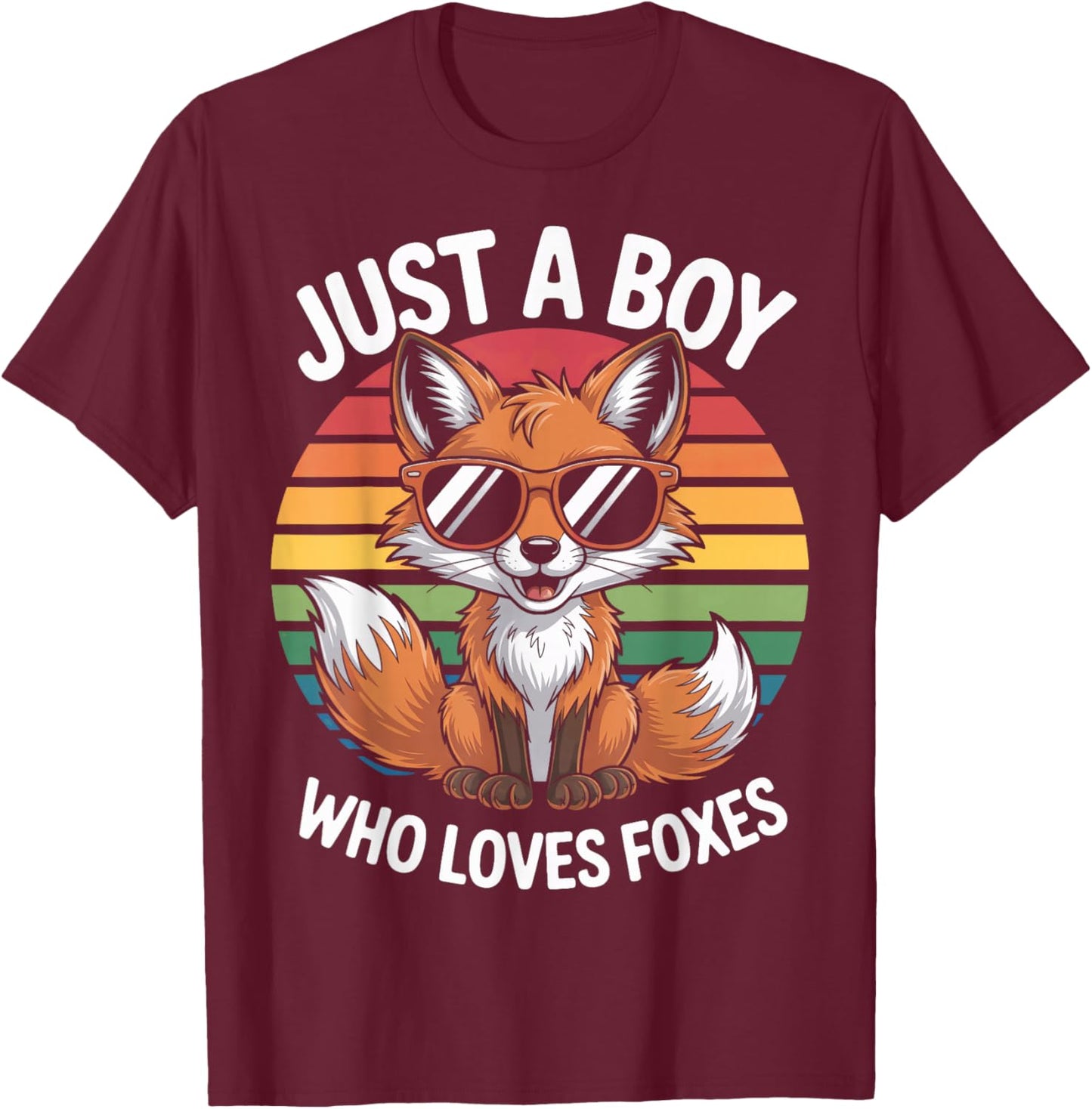 Just A Boy Who Loves Foxes Animal Enthusiast Fox Fan T-Shirt - T-Shirt | Maroon