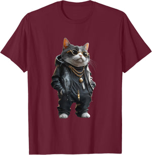 Thug Gangster Life Cat For Hip Hop Fans Meme and Cat lovers T-Shirt - T-Shirt | Maroon
