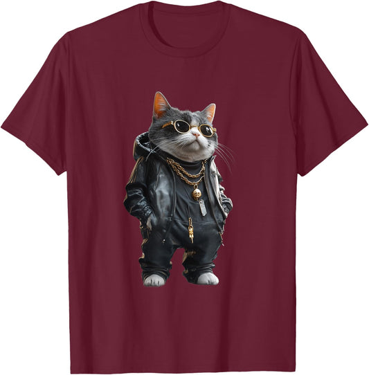 Thug Gangster Life Cat For Hip Hop Fans Meme and Cat lovers T-Shirt - T-Shirt | Maroon