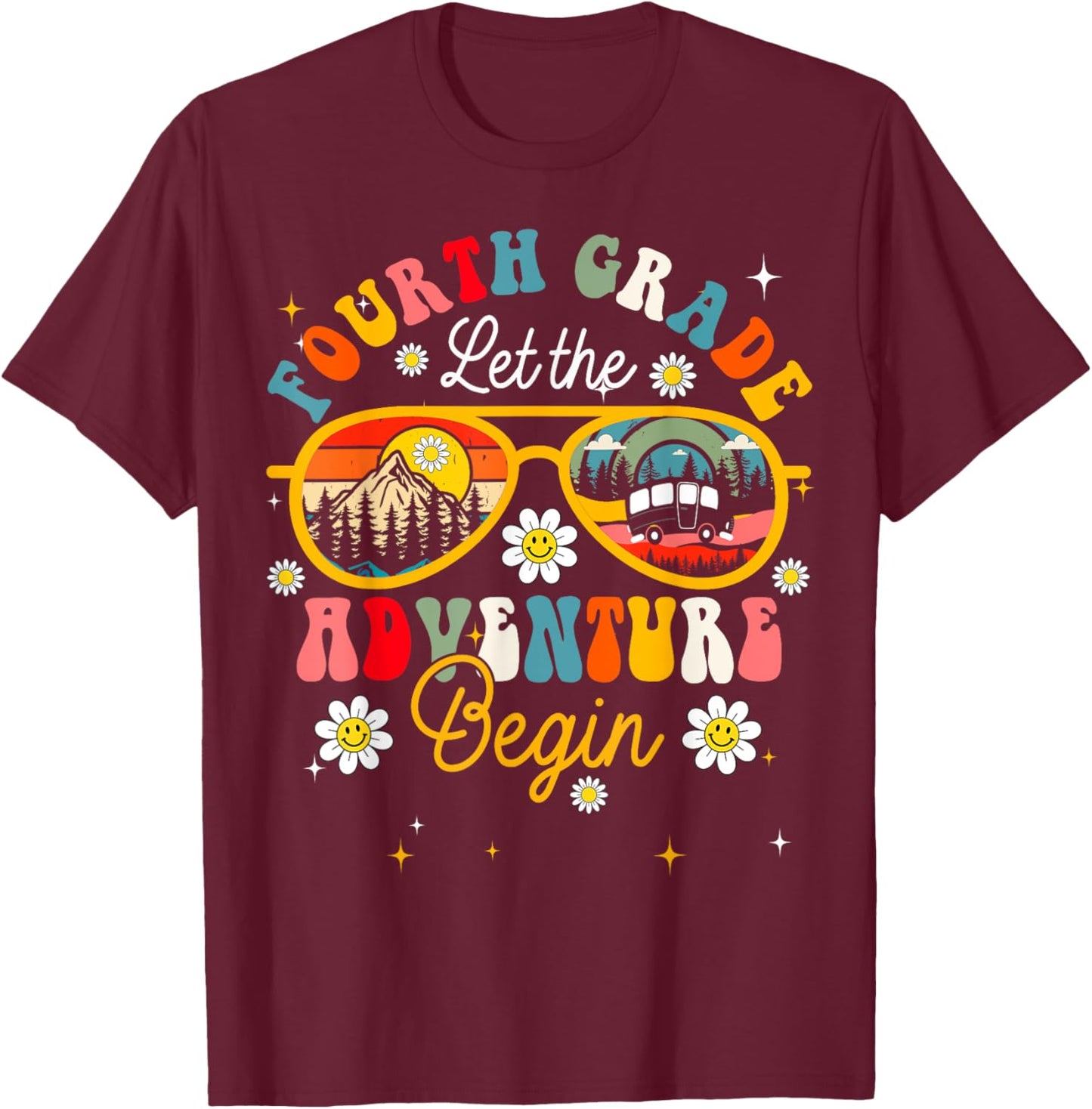 Let The 4th Grade Adventure Begin Fourth Grade Teacher T-Shirt - T-Shirt | Maroon