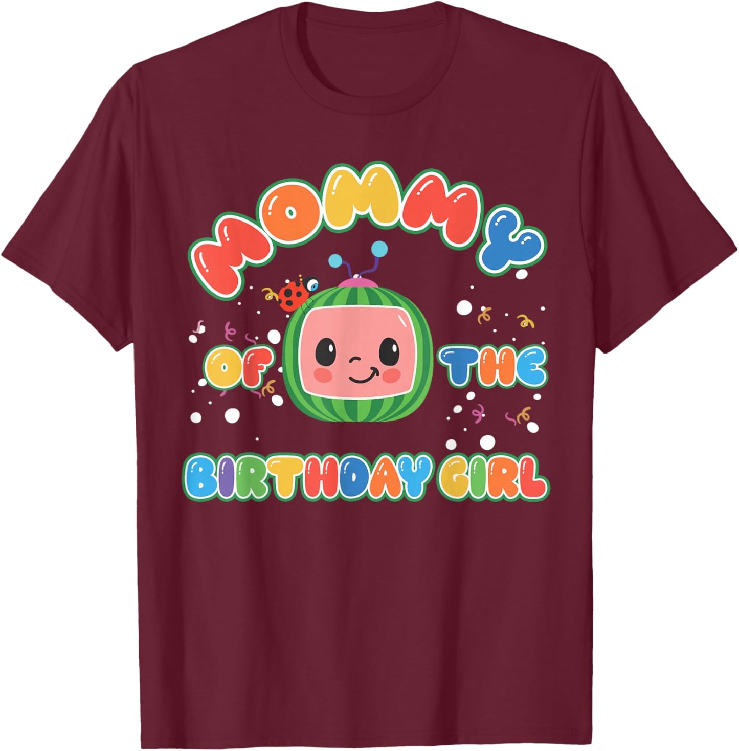 Daddy Mommy Of The Birthday Girl Melon Family Matching Funny T-Shirt - T-Shirt | Maroon