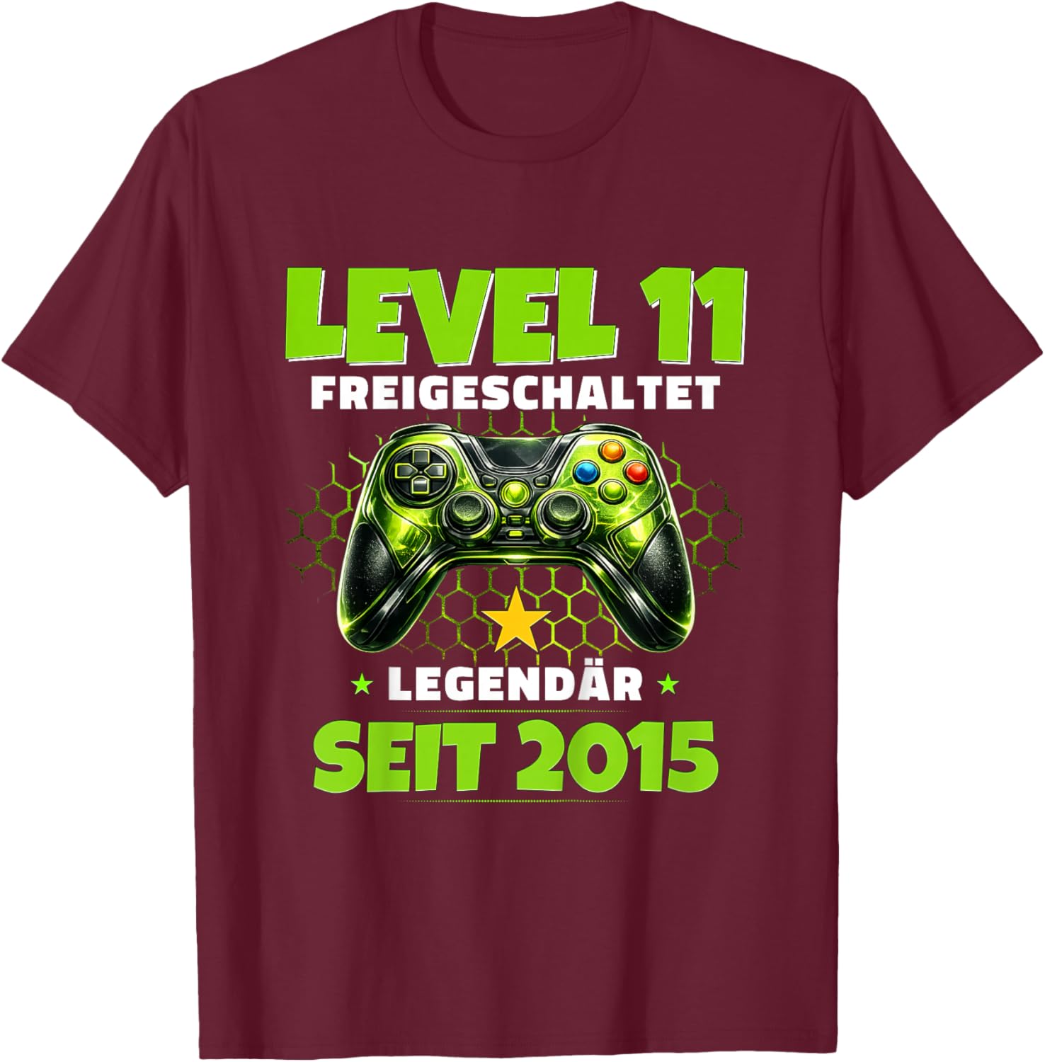 11th Birthday Level 11 Unlocked Vintage 2015 T-Shirt - T-Shirt | Maroon