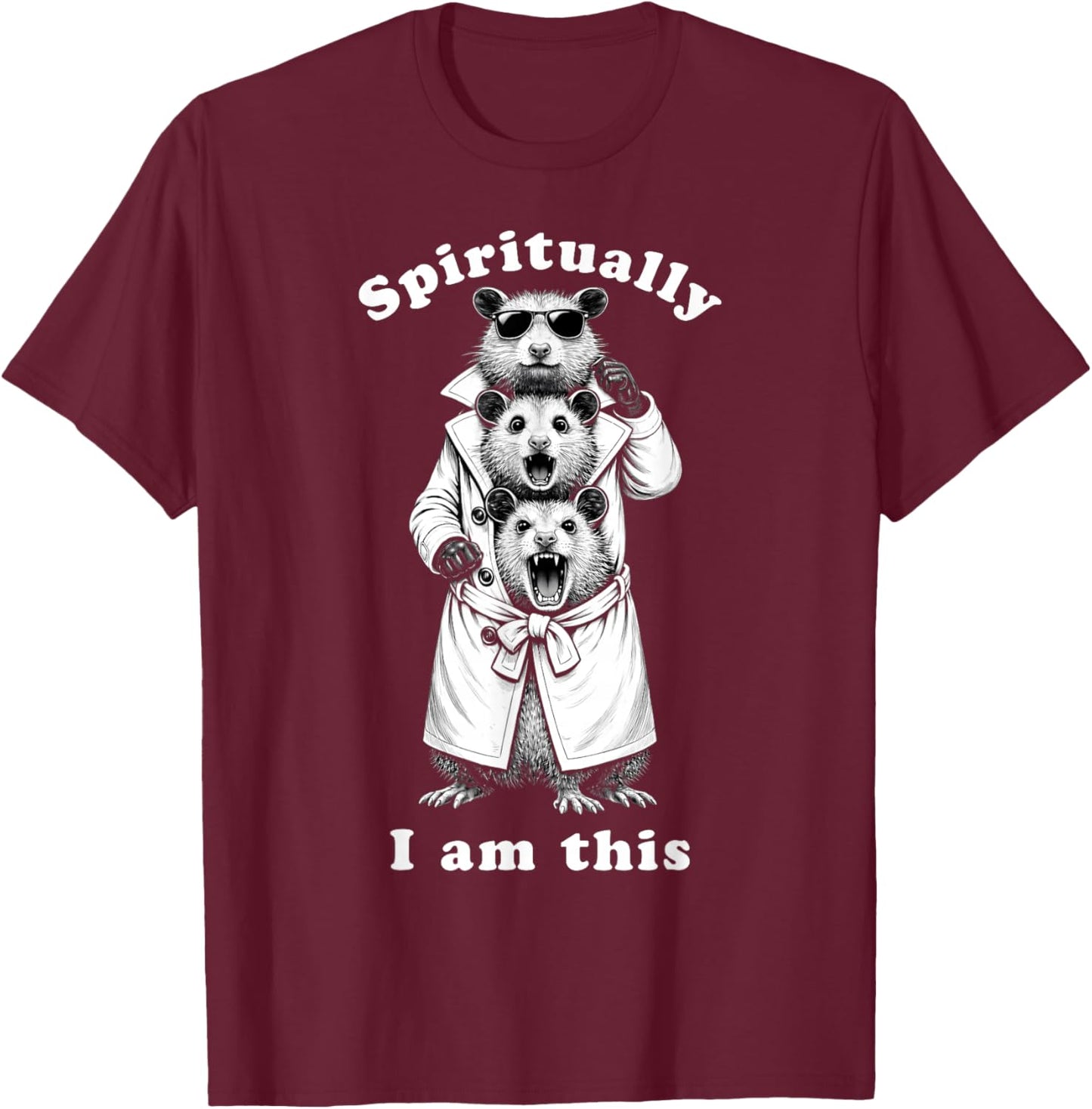 Funny Possums in Trench Coat Feral Relatable Meme Detective T-Shirt - T-Shirt | Maroon