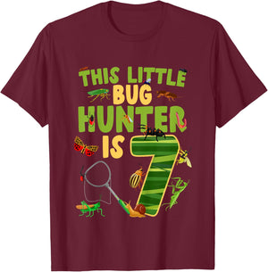 7th Bug Birthday Party Seven Year Old Bugs Birthday T-Shirt - T-Shirt | Maroon